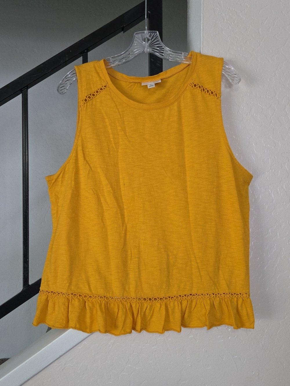 Sleeveless Ruffle Hem Tank Top - Mustard Yellow Size XL